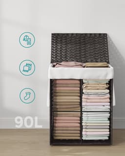 SONGMICS LCB051B01V1 - Smalle Opbergmand met Deksel - 90 L - Verwijderbare Stoffen Zak - Met Handgrepen — thumbnail 5