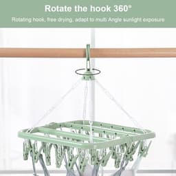 Sokkendroogrek met 32 ​​clips - Hangend kledingrek voor binnen en buiten - Opvouwbaar roterend droogrek voor sokken, ondergoed en kleine kleding - 35*32cm-Roze — thumbnail 4