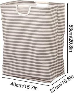 1 x Draagbare, opvouwbare, waterbestendige stoffen opbergmand voor de badkamer (wasmand) — Wit (40 x 27 x 53 cm) — thumbnail 3
