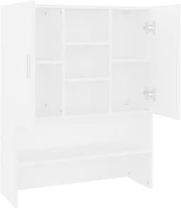 Wasmachinekast Bovenkast - Badkamer Opberger - Ruimte Besparen - 9 Vakken 2 Deuren - 70x25x90 cm - Wit — thumbnail 5