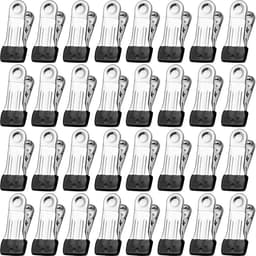 32x Zwarte Roestvrijstalen Wasknijpers - Zware Kledingclips voor Buiten en Binnen — thumbnail 1