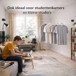 cozy.® Waslijn Uittrekbaar - Waslijndraad met stalen kern - Wasdraad - Wasrek - Roldrooglijn - Droogrek hangend - Ruimtebesparend - 8.4 m (2x 4.2m) Drooglengte - Binnen en Buiten - Incl 20 Stuks Houten Wasknijpers - Zwart — thumbnail 3