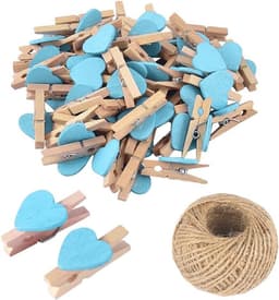 100 Mini Houten Wasknijpers met Hartjes - Kleine Fotoclips voor Decoratie en Knutselen — thumbnail 1