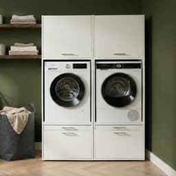 Washcab® Wasmachine Kast - Wasmachine Verhoger - Wasmachine Ombouw - Wit - Duo Set High 1 - 120kg draagkracht - 5 jaar garantie — thumbnail 2