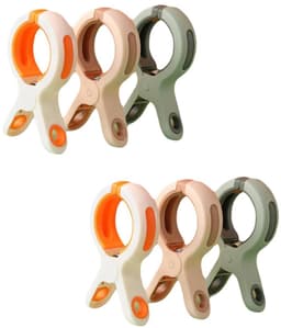 Set van 6 winddichte kledingclips - Klem - Plastic clips - Handdoekclips - Voor wassen en drogen - Plastic - Wit/Roze/Groen — thumbnail 1