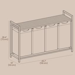 Wasmand – Metalen frame – Rustiek bruin en zwart – 4 vakken met uitneembare zakken en plank — thumbnail 5