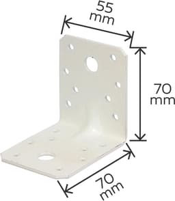 Hoekanker Extra Sterk - Versterkingshoek - Houtverbindingen Maken - Verzinkt Met Coating - 70x70x55mm - Wit — thumbnail 4