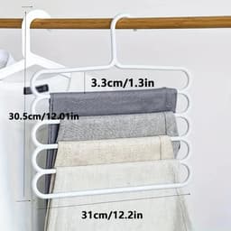 Twee witte multifunctionele broekrekken met vijf lagen, 5-laags hangende broekrekken, sjaalrekken, sjaalhangers en stropdashangers — thumbnail 5