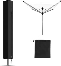 Droogmolen Hoes - Zwart - 165x16x16 cm - Hoes voor Droogmolen - met rits - 210D Oxford-stof - Droogmolen Hoes Universeel - Heavy Duty Roterende Waslijn Afdekking - Waterdicht en UV-Bestendig Stofdicht, Regenbestendig - voor Tuin, Binnenplaats, Buiten — thumbnail 1