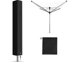 Droogmolen Hoes - Zwart - 165x16x16 cm - Hoes voor Droogmolen - met rits - 210D Oxford-stof - Droogmolen Hoes Universeel - Heavy Duty Roterende Waslijn Afdekking - Waterdicht en UV-Bestendig Stofdicht, Regenbestendig - voor Tuin, Binnenplaats, Buiten — afbeelding 1