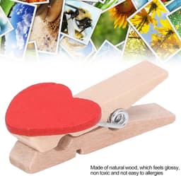 50 Stuks Houten Hartvormige Fotoclips - Decoratieve Wasknijpers voor Feest en Fotopresentatie — thumbnail 2
