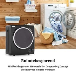 Luxe Mini Droger – Wasdroger – Warmtepompdroger – Condensdroger – Energiebesparend Design – Hoogwaardig Materiaal – 1900W – Zwart — thumbnail 4