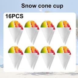 16 Stuks Herbruikbare Sneeuwhoornbekers, Kunststof Ijshoorntjes Wit - Voor Sneeuwhoornmachines - Ideaal voor Zomerse Traktaties — thumbnail 3
