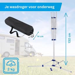 NBAP® Droogmolen met Voet voor Camping & Thuis - Wasrek Staand - Droogrek Inklapbaar - Zilver en Blauw — thumbnail 3