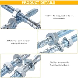 Ankerbouten Set - Bevestigingsanker Schroeven - Beton Verankeren - Hoge Verankeringskracht - M12 x 120mm - Verzinkt — thumbnail 2