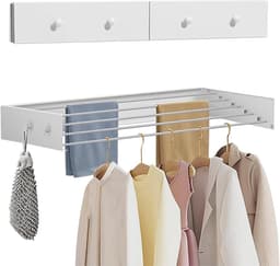 ZRSS® Droogrek Muur - Wasrek Muurbevestiging - Wanddroogrek - Uitklapbaar - 4 Haken — thumbnail 2
