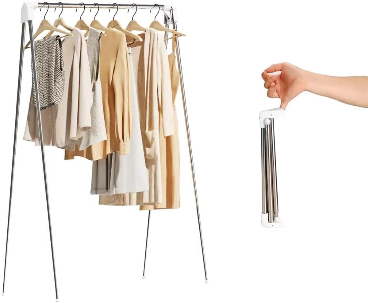 Reishanger - opvouwbare hanger - Droogrek - Inklapbaar Wasrek - Geschikt voor reizen - Inklapbaar Droogrek - Staand Kleding Wasdroogrek - Droogtoren - kleding droogrek - Badkamer/Balkon/Binnen/Buiten — afbeelding 1