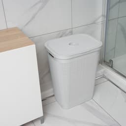 Wasmand 'Hessian' met deksel - 60 Liter - Box - lichtgrijs - Ventilatie — thumbnail 4