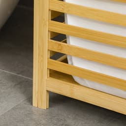 HOMCOM-Wäschekorb-Bambus, Polyester-50L x 36B x 60H cm-Naturholz — thumbnail 3
