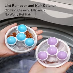 4 stuks - Wasmachinehaarfilterzakken - Wasmachinepluizenverzamelaar - Huisdierhaarverzamelaar - Wasmachinefilter - Drijvend haarfilter - Herbruikbaar - Blauw en roze - Geschikt voor bescherming van de wasafvoer — thumbnail 3