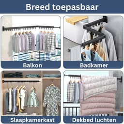 ZRSS® Droogrek Muur - Wasrek Muurbevestiging - Handdoekrek Badkamer - Wanddroogrek - Uitklapbaar - 120 cm — thumbnail 4