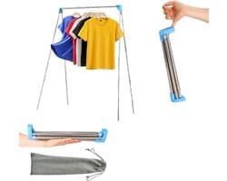 Droogrek - met Stang - Inklapbaar Wasrek - Extra Groot Droogrek - Extra stevig en licht - Geschikt voor reizen - Inklapbaar Droogrek - Mini - 135*90*73cm - Staand Kleding Wasdroogrek - Droogtoren - kleding droogrek - Badkamer/Balkon/Binnen/Buiten