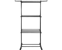 Springos Wasrek - Droogtoren - Droogrek - 4 - Etages - Inklapbaar - Inclusief- Wielen - Draaibaar - 180x75,5x49 cm — afbeelding 1