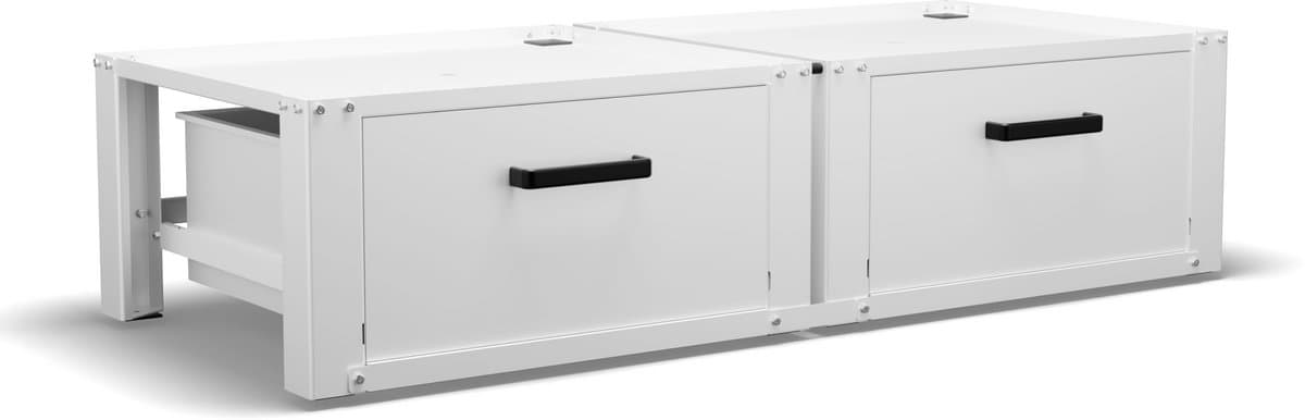 Bodo® - Wasmachine Verhoger - Dubbel - Kast - Ombouw met Lade - Wit - 127x54x31cm — afbeelding 1