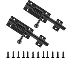 JGS Premium - Voor deurvergrendelingen van 304 roestvrij staal - 2 stuks - zwart - schuifslot voor schuifdeuren - met hangslotgat - 102 cm