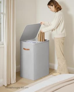Wasmand - 2 Compartimenten - 170L Inhoud - Grijs - 56x40x75 — thumbnail 3