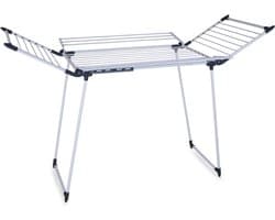 MKSS® Droogmolen met Voet voor Camping & Thuis - Wasrek Staand - Droogrek Inklapbaar - Zwart + Wit