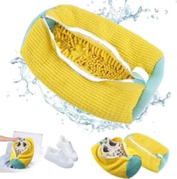 Allecto Plus - Schoenen waszak voor wasmachine - verhoogde interne wrijving - zachte borstel - reinigt vuil - gele kleur - bescherming tegen beschadiging - schoenverzorging - schoonmaakaccessoire — thumbnail 1