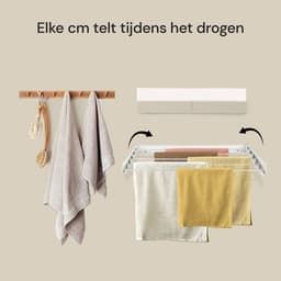 Vitapur Wasrek 2 stuks - Droogrek inklapbaar - Droogrekken - Wasrek hangend - Wasdroogrek - Droogrek inklapbaar - 80 x 40 cm - 4 meter drooglengte - Wit - 2 stuks — thumbnail 3
