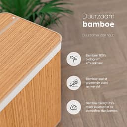RFWR® Wasmachine boodschappentas met 3 vakken en deksel – Opvouwbare bamboe wasmand van 150L — thumbnail 5