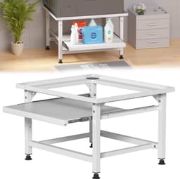 Wasmachine opbouwmeubel Wit 150 kg belastbaar - 63x54x42cm - Wasmachine Verhoger Met uittrekbaar rek — thumbnail 1