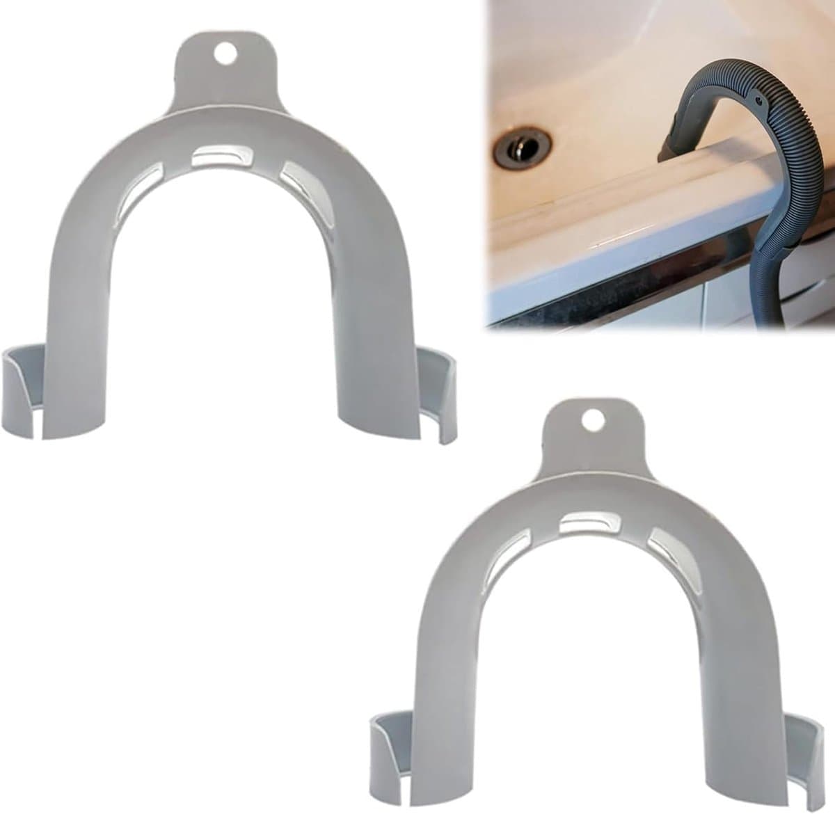 U-vormige Drain Hose Guide en Beugel voor Afvoerslang, Kunststof Afvoerslang Houder met U-vormige Ondersteuningboog — afbeelding 1