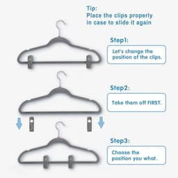 Fluwelen vingerklemhangerclips - Set van 20 - Hangerclips - Kledingorganisatie - Sterke kunststof clips - Opbergoplossingen - Geen klemmarkeringen - Beschermt kleding - 7x2,5x2cm - Grijs - Herbruikbaar — thumbnail 5