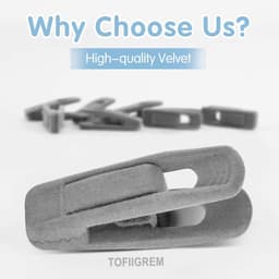 Fluwelen vingerklemhangerclips - Set van 20 - Hangerclips - Kledingorganisatie - Sterke kunststof clips - Opbergoplossingen - Geen klemmarkeringen - Beschermt kleding - 7x2,5x2cm - Grijs - Herbruikbaar — thumbnail 3