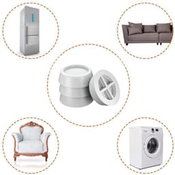 TIKKENS Trillingsdempers Wasmachine/Droogkast - Set van 4 stuks - Trillingsmat - Voetjes Droger - Demper - Anti Vibratie - Antislip Rubber - Wit — thumbnail 2