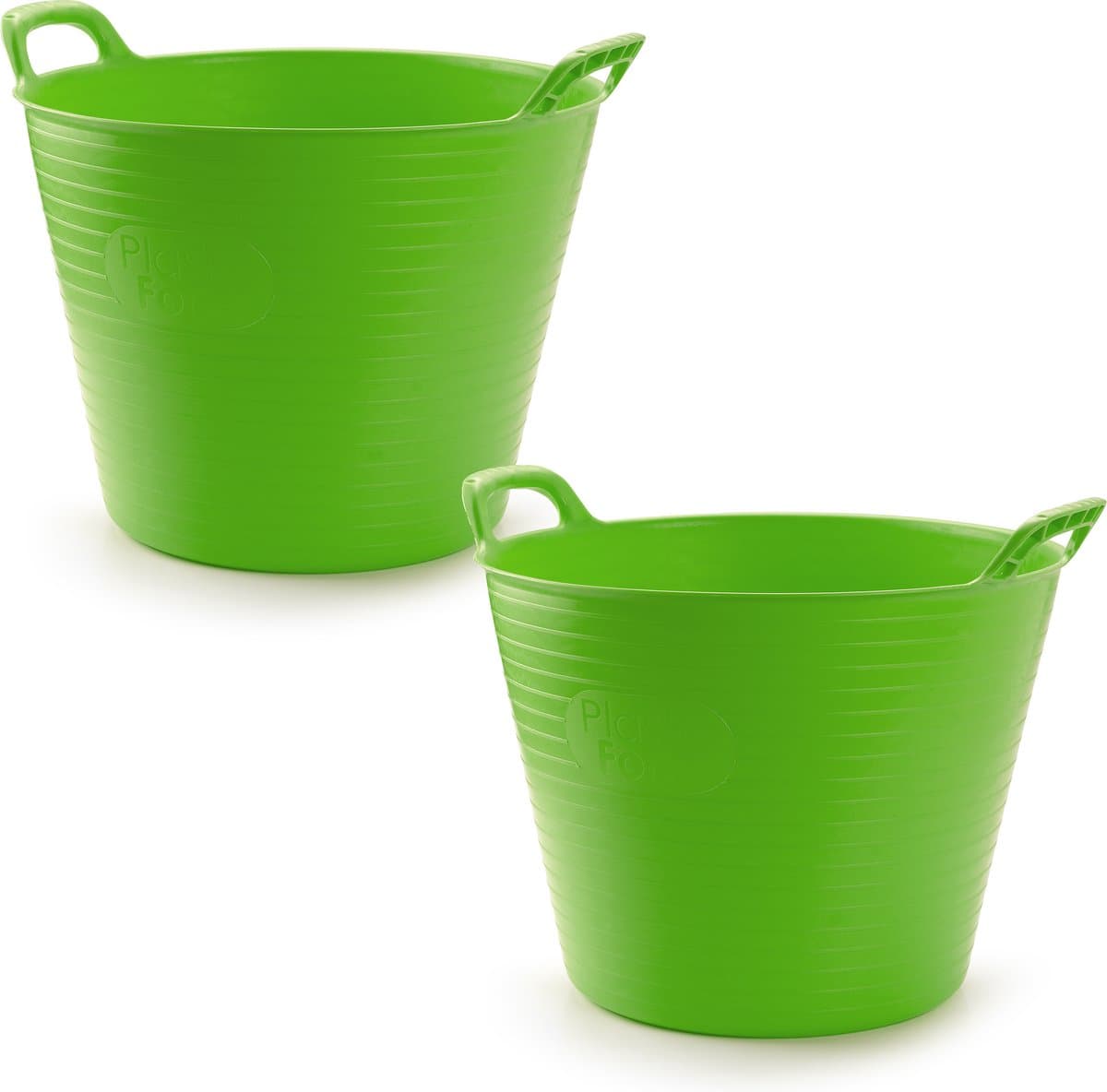 Plasticforte Flexibele emmer/kuip - 2x stuks - groen - 42 liter - ECO kunststof - rond - 38 x 45 cm — afbeelding 1