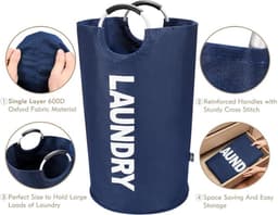 Wasmand - Waszak - Laundry basket - Opvouwbaar - 81L - Blauw — thumbnail 2