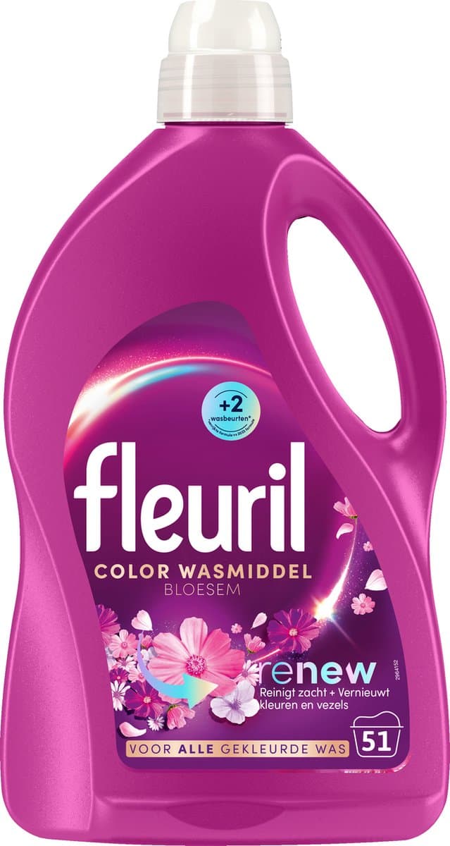Fleuril Renew Bloesem Vloeibaar Wasmiddel - Gekleurde Was - Kleurbehoud - Vezelvernieuwing - Bloemige Geur – Grootverpakking – 51 Wasbeurten — afbeelding 1