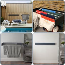 FitFusionHome Wanddroogrek – Droogrek - Inklapbaar Droogrek - Wasrek Hangend - Uitschuifbaar - Muurdroogrek - 4m Drooglengte - 80 cm - 4m Drooglengte - Zwart — thumbnail 4