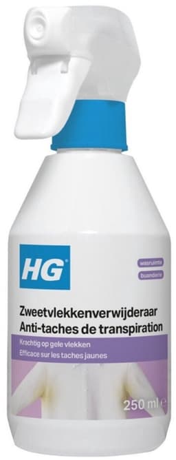 5 x HG - Wasruimte - Zweetvlekkenverwijderaar - Tegen Deodorantvlekken - 250 ml - Bulkverpakking - Zweetvlekken verwijderen - Douchemop - Gele vlekken verwijderen — thumbnail 2