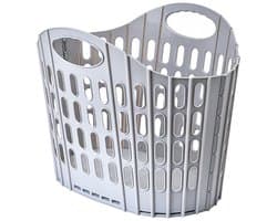 Wasmand - Opbergmand - Opvouwbare wasmand - Handwasmand - Multifunctionele mand - Mand - 40x27x32cm - Geschikt voor het opbergen van kleding, beddengoed, sokken, dekens, schoenen en speelgoed - Grijs