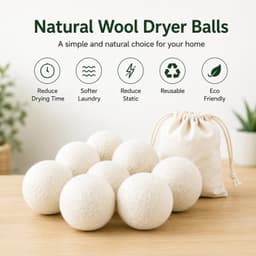 Drogerballen - 8 Stuks - Wasdrogerballen - Wasbollen voor wasmachine - Drogerballen wol - met opbergtas - herbruikbaar - voor Wasdroger Droogtrommel - Wit — thumbnail 3