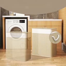 Wasmand 52x32x63cm Beige Bamboe Wasbare mand Wasgoed mand Stevig en duurzaam Praktisch en mooi Eenvoudig schoon te maken Geschikt voor slaapkamer en badkamer — thumbnail 5