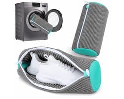 Kaiyaya - 2 stuks waszak voor schoenen - beschermt en voorkomt schade - schoenenwaszak met rits - voor wasmachine - voor sneakers en sportschoenen - grijs, 39x19 cm