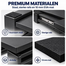 ProductXpert Stacko™ - Stapelkit & Anti Trillingsmat voor Wasmachine en Droger - Tussenstuk - Uitschuifbare Plank met Handdoekhouder - Zwart- AntiSlip - Geluidsdempende Antislip Mat - 620 x 620 x 10 mm — thumbnail 2