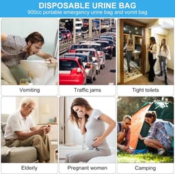 10 stuks outdoor urinezakken van 900 ml voor onderweg, tassen toilet, noodtoilet voor auto, noodtoiletten, plaszak, zaktoilet voor vrouwen, voor wandelen, auto, verstopping, reizen (blauw en — thumbnail 3